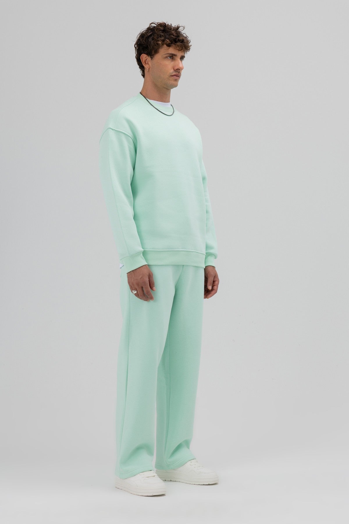 Basic Bisiklet Yaka Oversize Sweatshirt