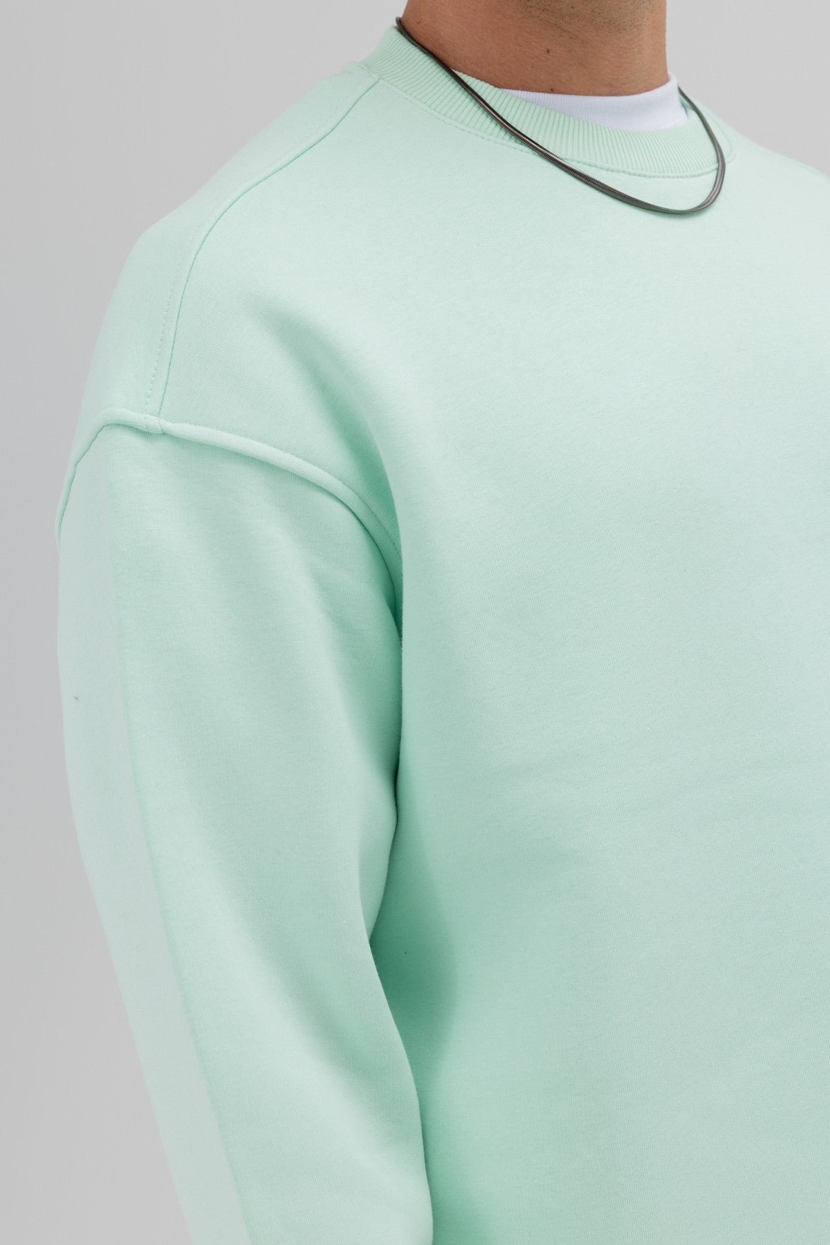 Basic Bisiklet Yaka Oversize Sweatshirt