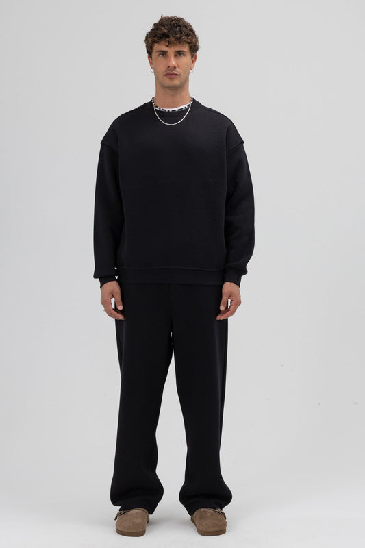 Basic Bisiklet Yaka Oversize Sweatshirt