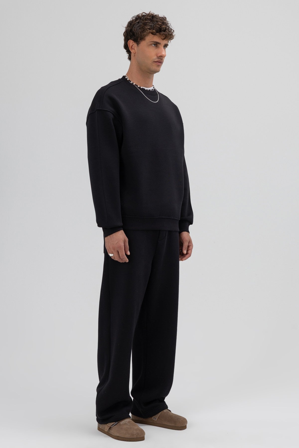 Basic Bisiklet Yaka Oversize Sweatshirt
