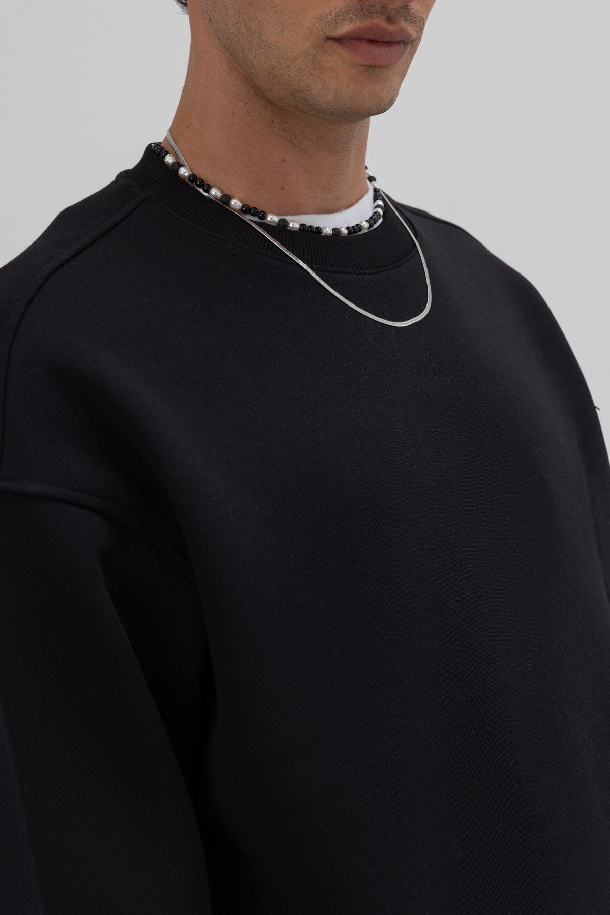 Basic Bisiklet Yaka Oversize Sweatshirt