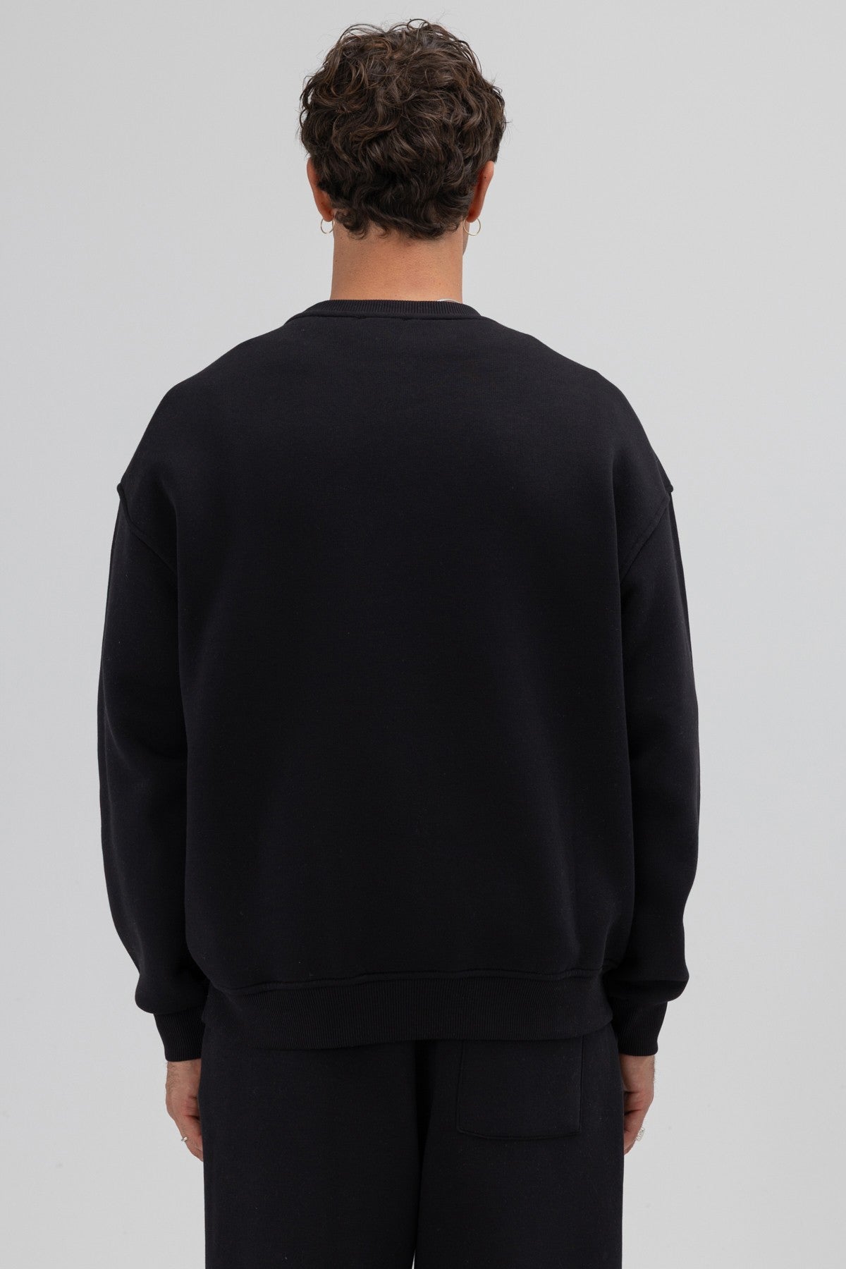 Basic Bisiklet Yaka Oversize Sweatshirt
