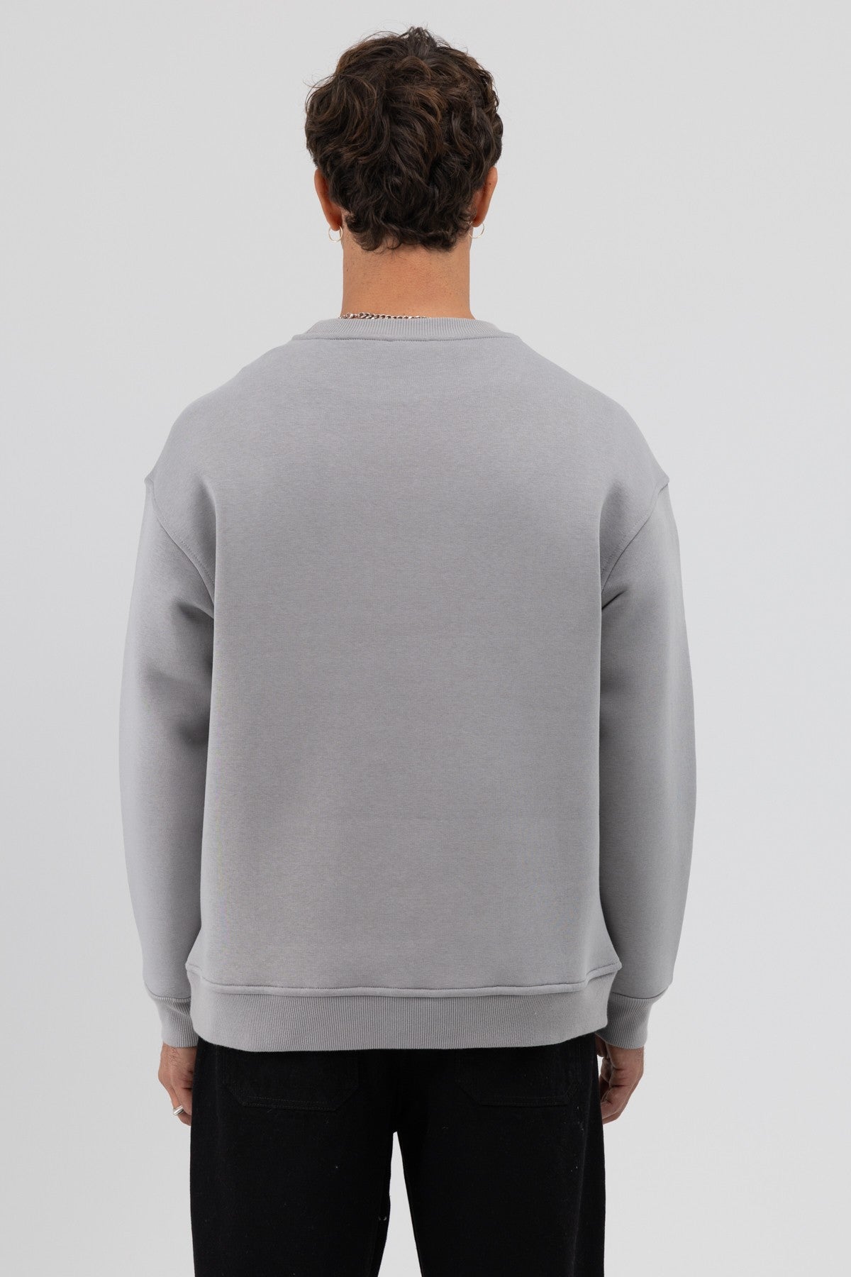 Basic Bisiklet Yaka Oversize Sweatshirt