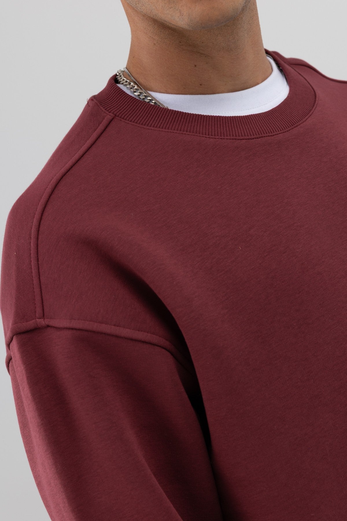 Basic Bisiklet Yaka Oversize Sweatshirt