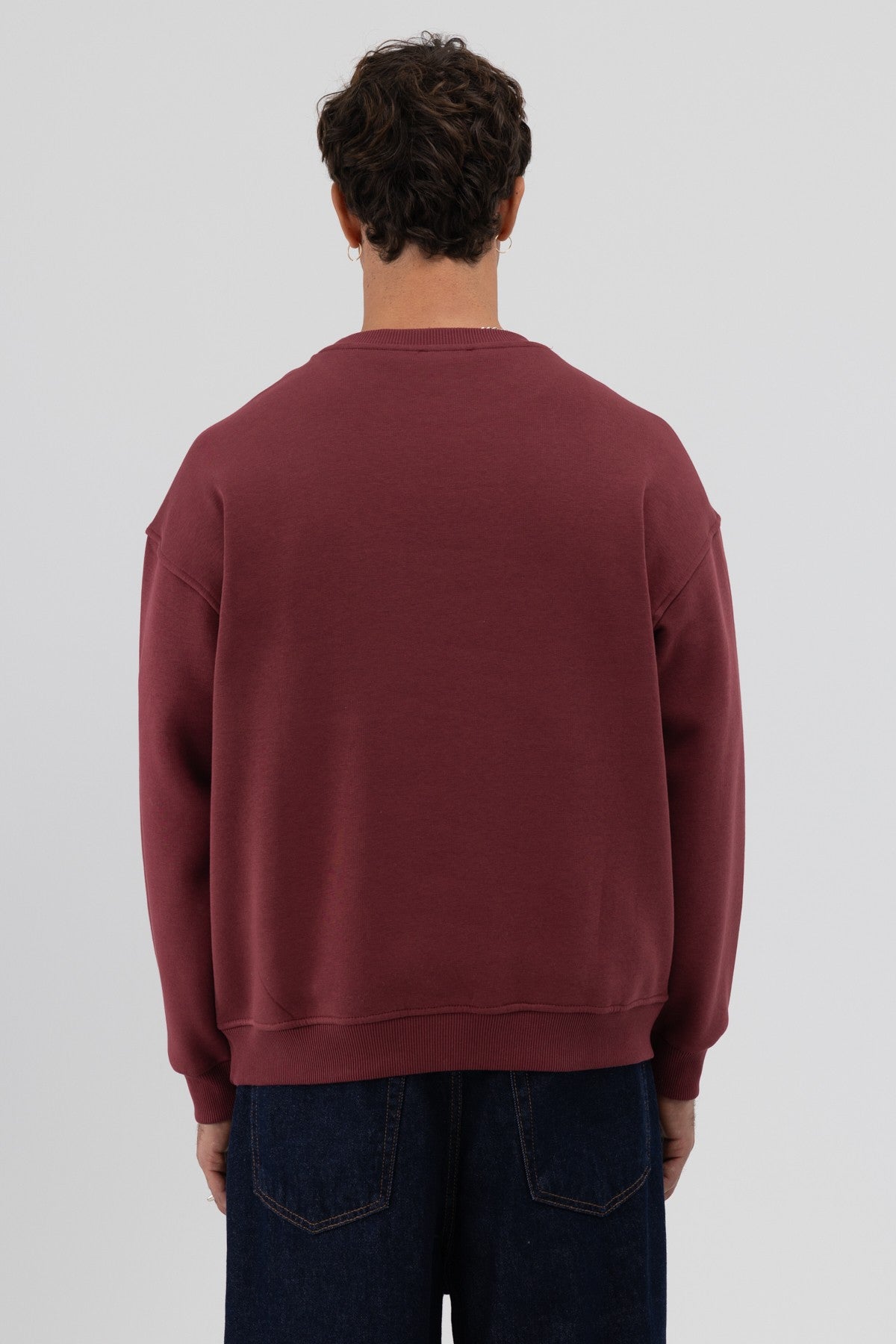 Basic Bisiklet Yaka Oversize Sweatshirt