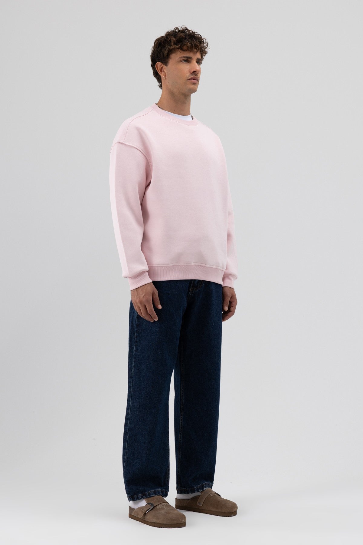 Basic Bisiklet Yaka Oversize Sweatshirt