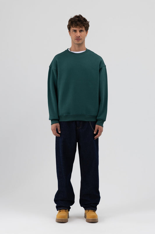 Basic Bisiklet Yaka Oversize Sweatshirt
