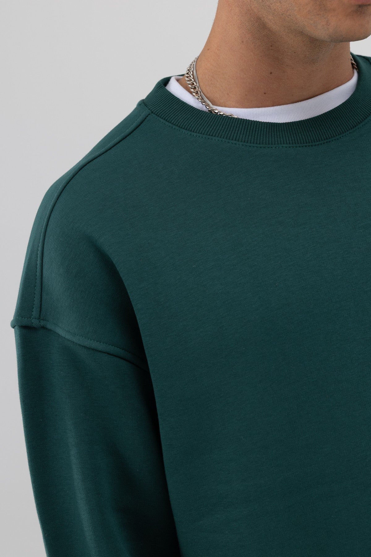 Basic Bisiklet Yaka Oversize Sweatshirt