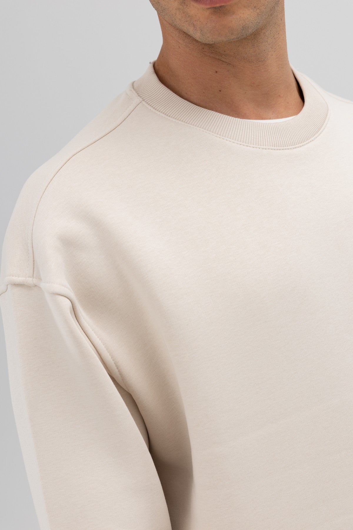 Basic Bisiklet Yaka Oversize Sweatshirt