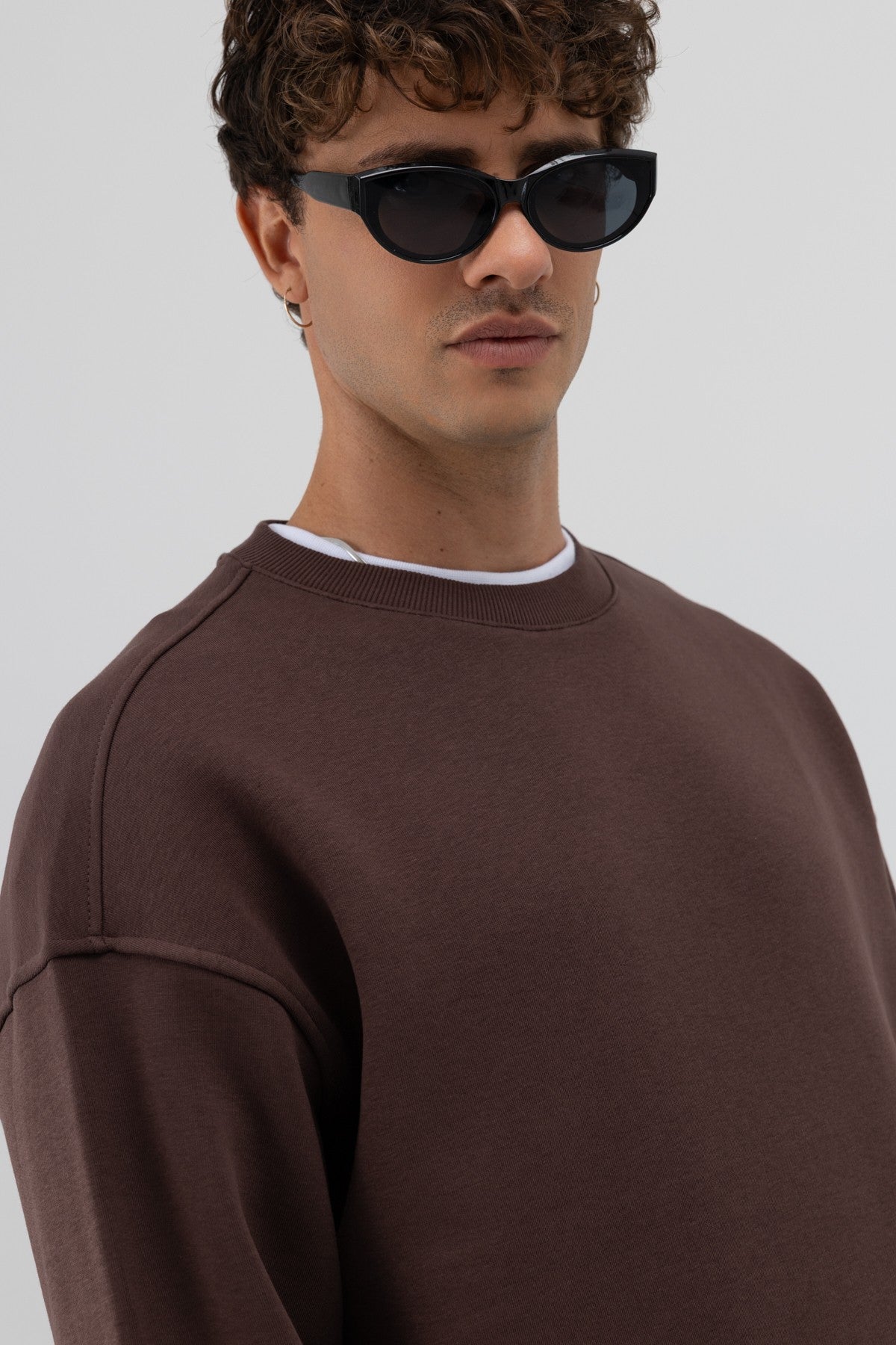 Basic Bisiklet Yaka Oversize Sweatshirt