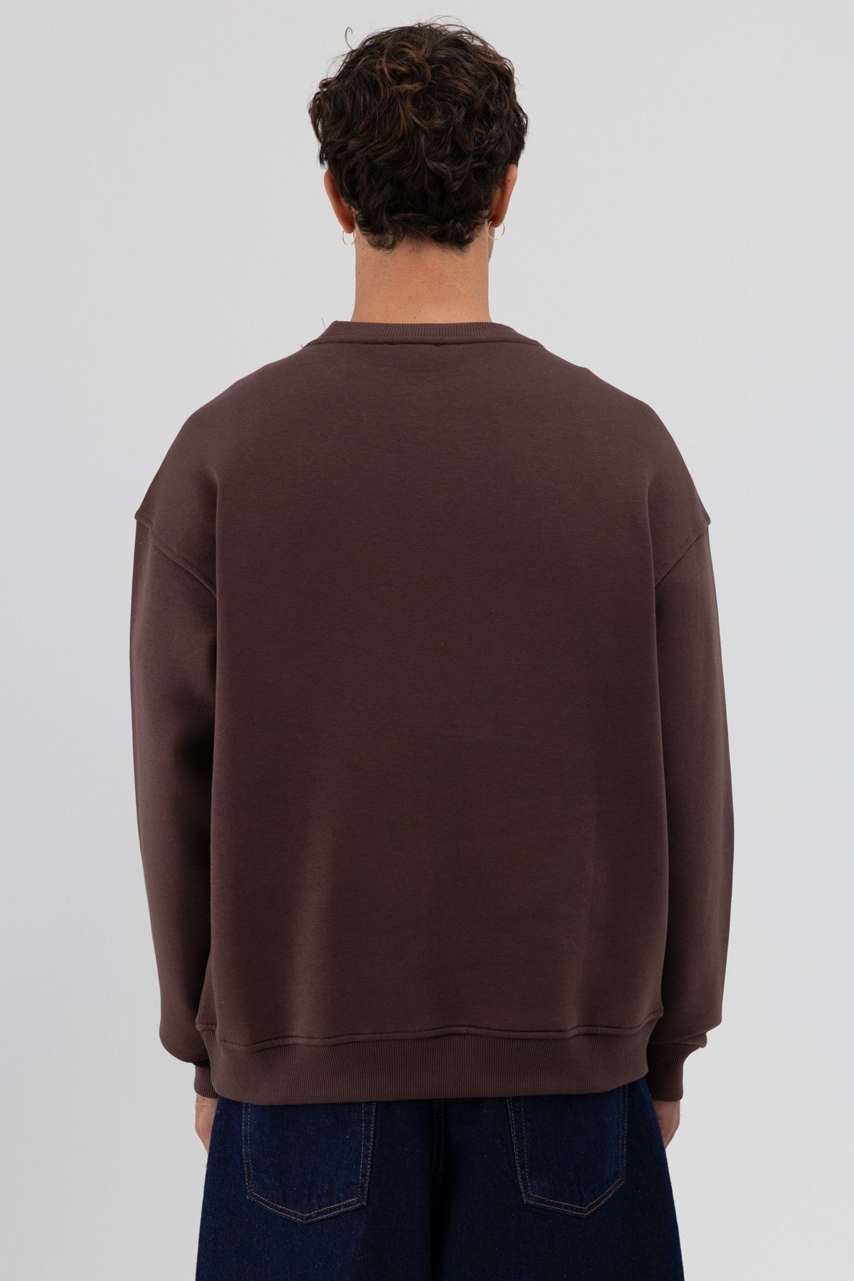 Basic Bisiklet Yaka Oversize Sweatshirt