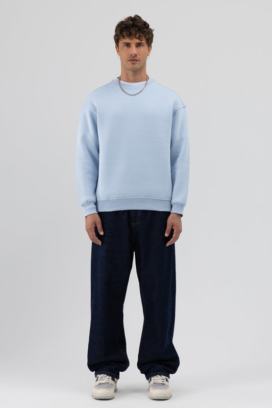 Basic Bisiklet Yaka Oversize Sweatshirt