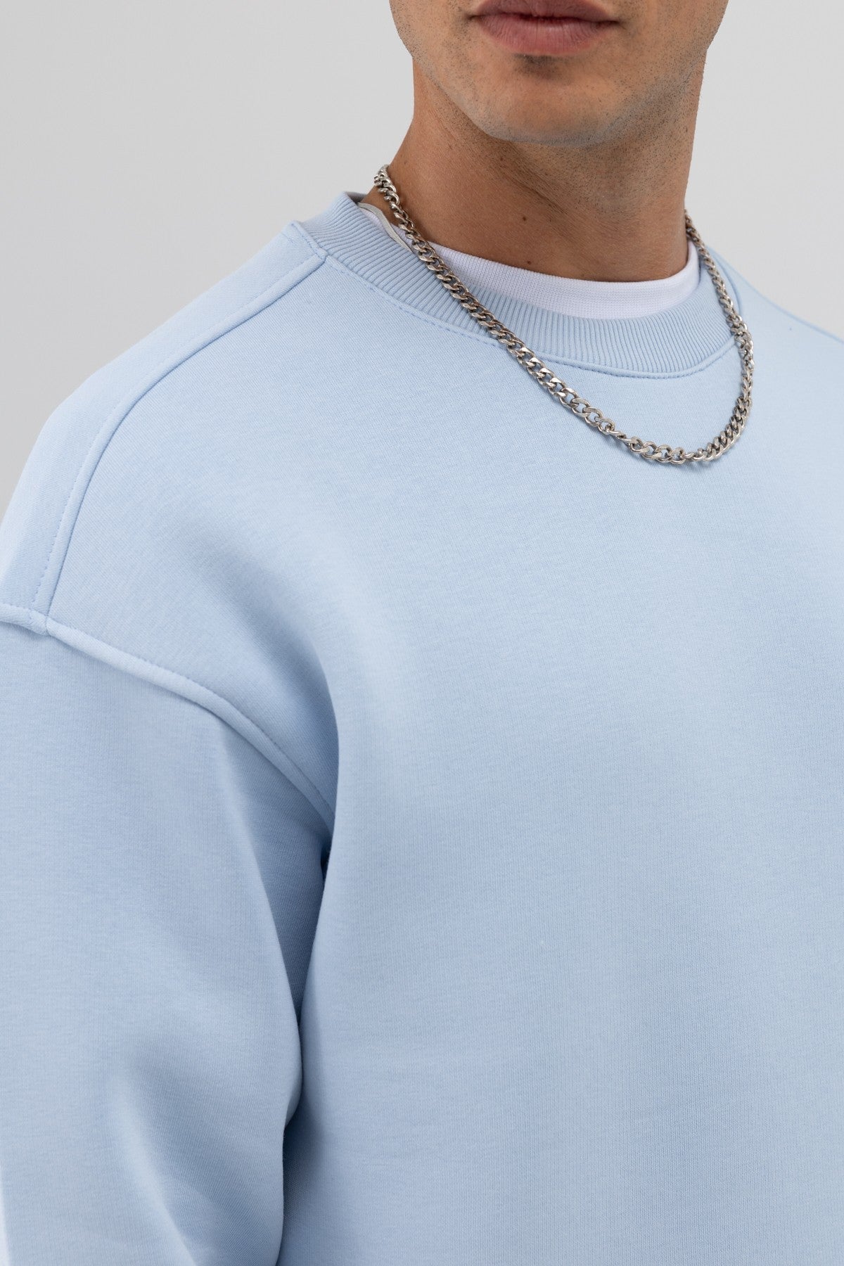 Basic Bisiklet Yaka Oversize Sweatshirt