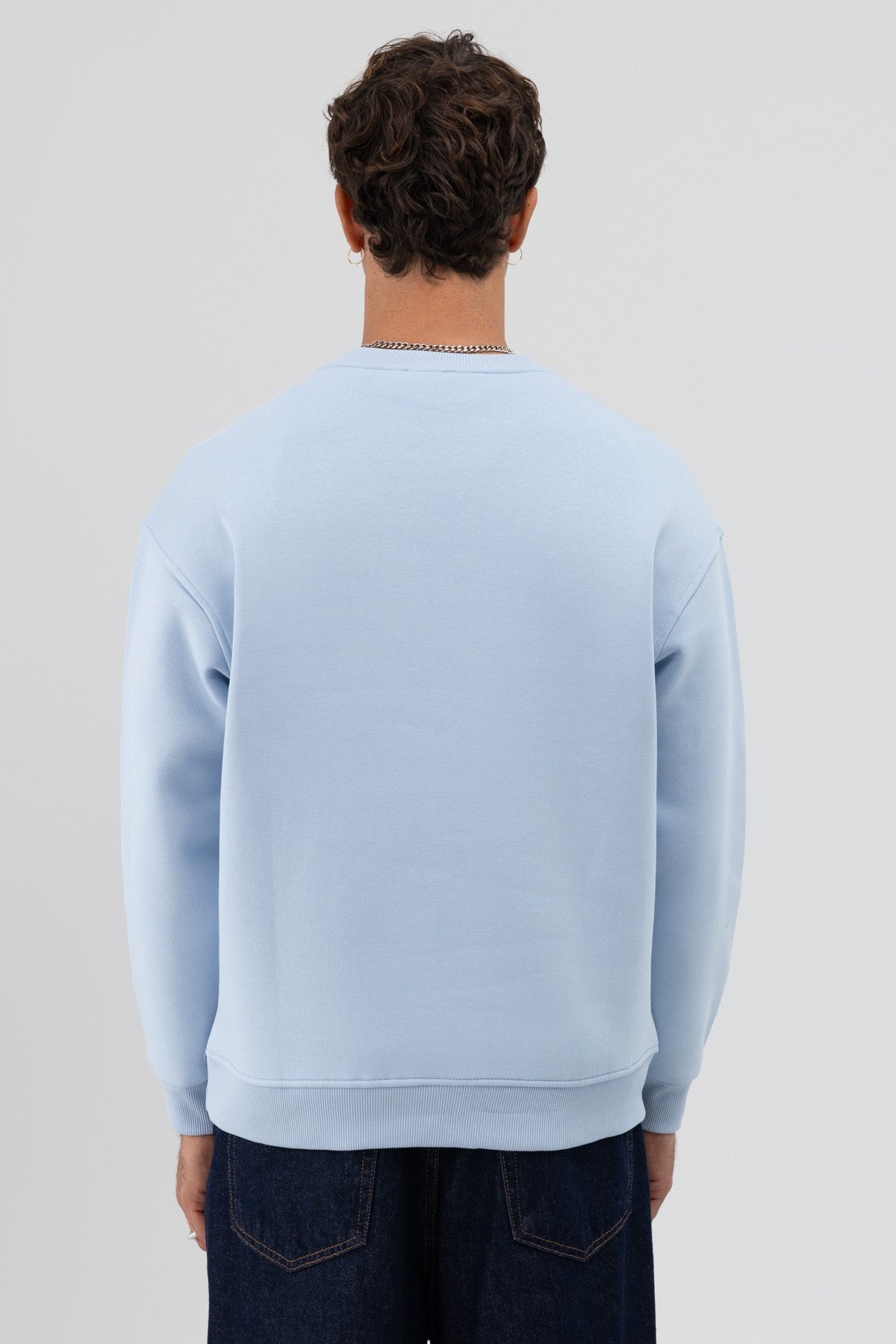 Basic Bisiklet Yaka Oversize Sweatshirt