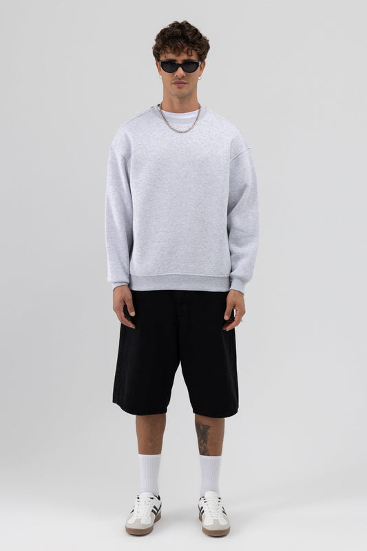 Basic Bisiklet Yaka Oversize Sweatshirt