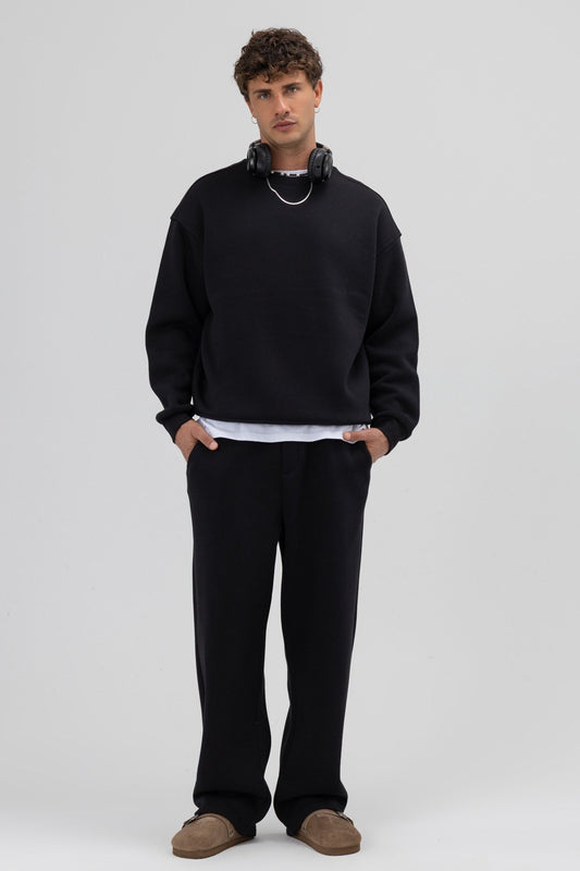 Basic Bisiklet Yaka Oversize Sweatshirt