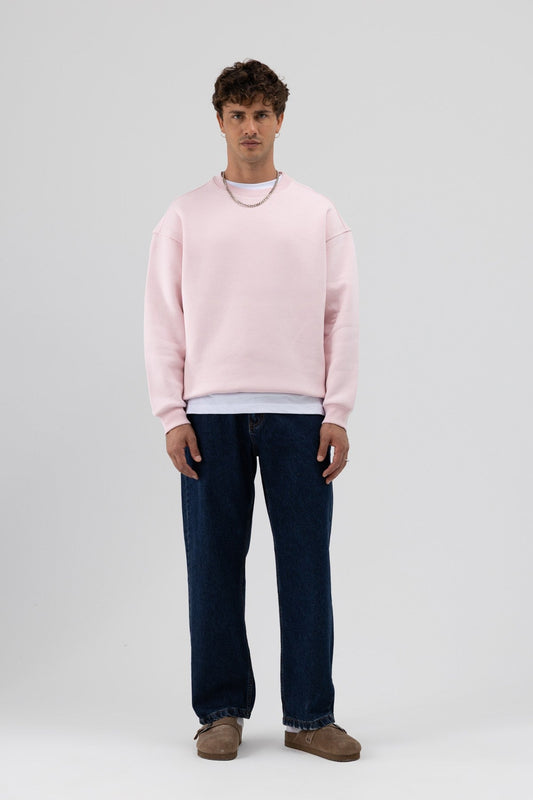 Basic Bisiklet Yaka Oversize Sweatshirt