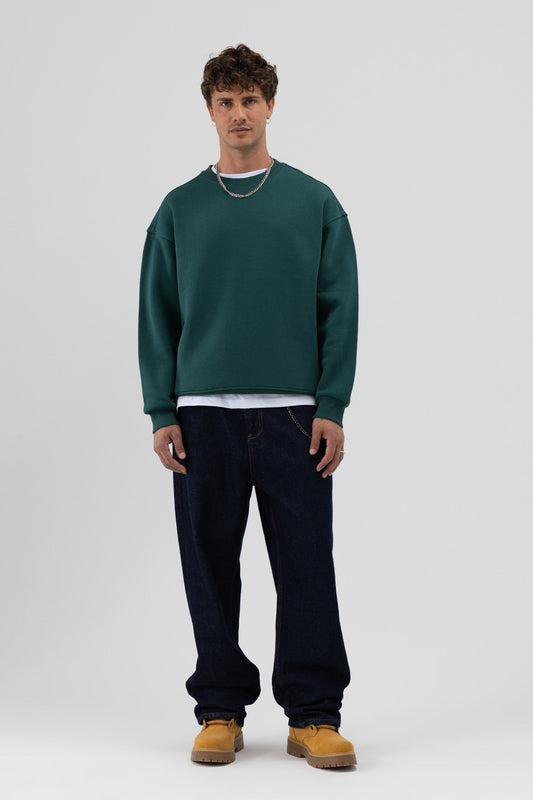 Basic Bisiklet Yaka Oversize Sweatshirt