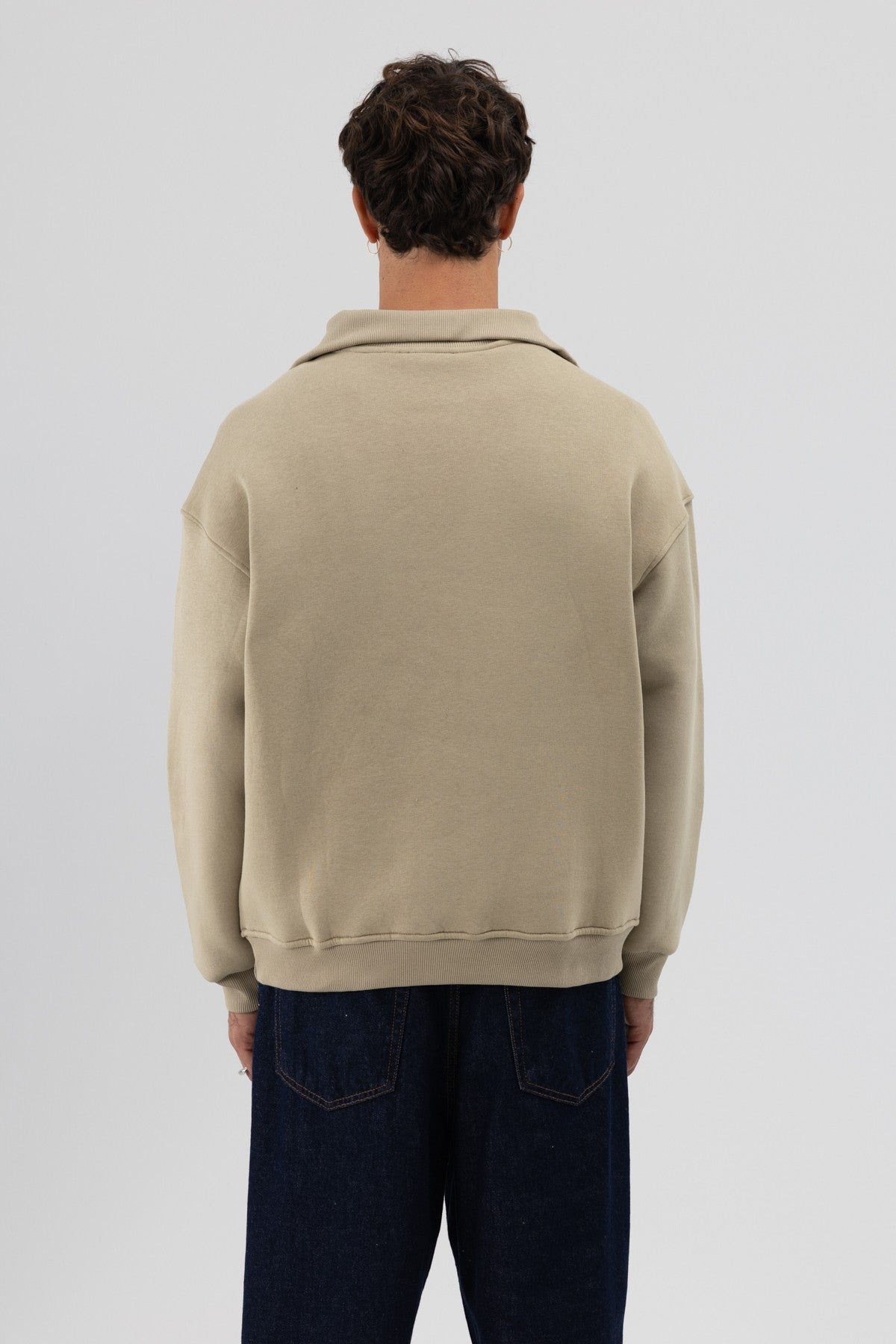 Basic Fermuarlı Dik Yaka Sweatshirt
