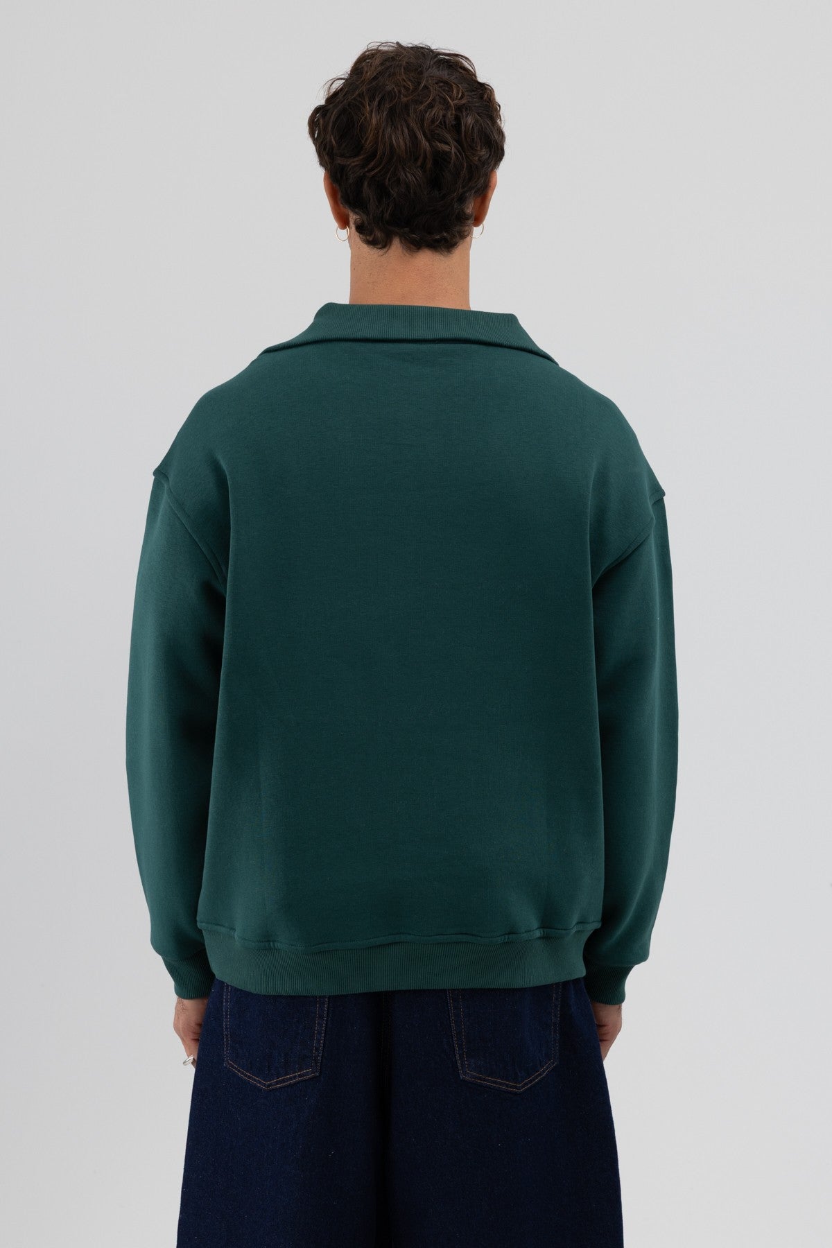 Basic Fermuarlı Dik Yaka Sweatshirt
