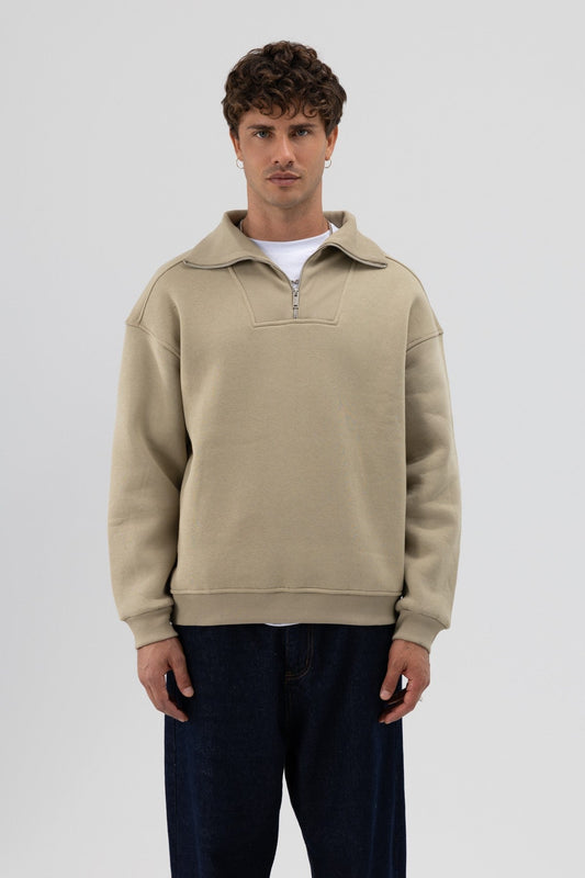 Basic Fermuarlı Dik Yaka Sweatshirt