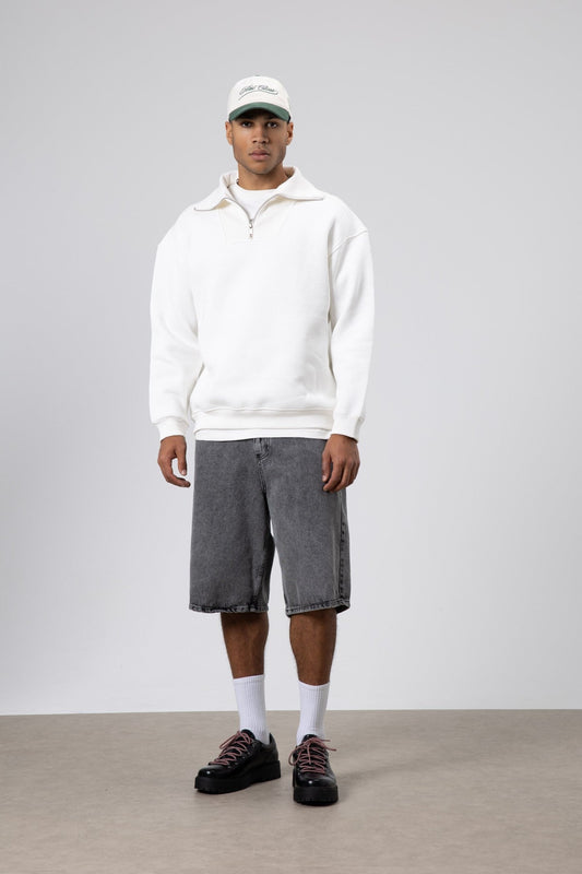 Basic Fermuarlı Dik Yaka Sweatshirt