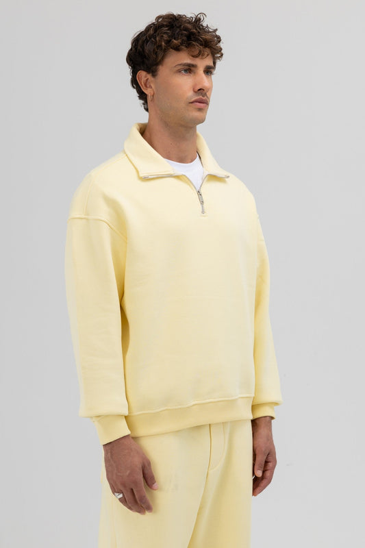 Oversize Fermuarlı Dik Yaka Sweatshirt