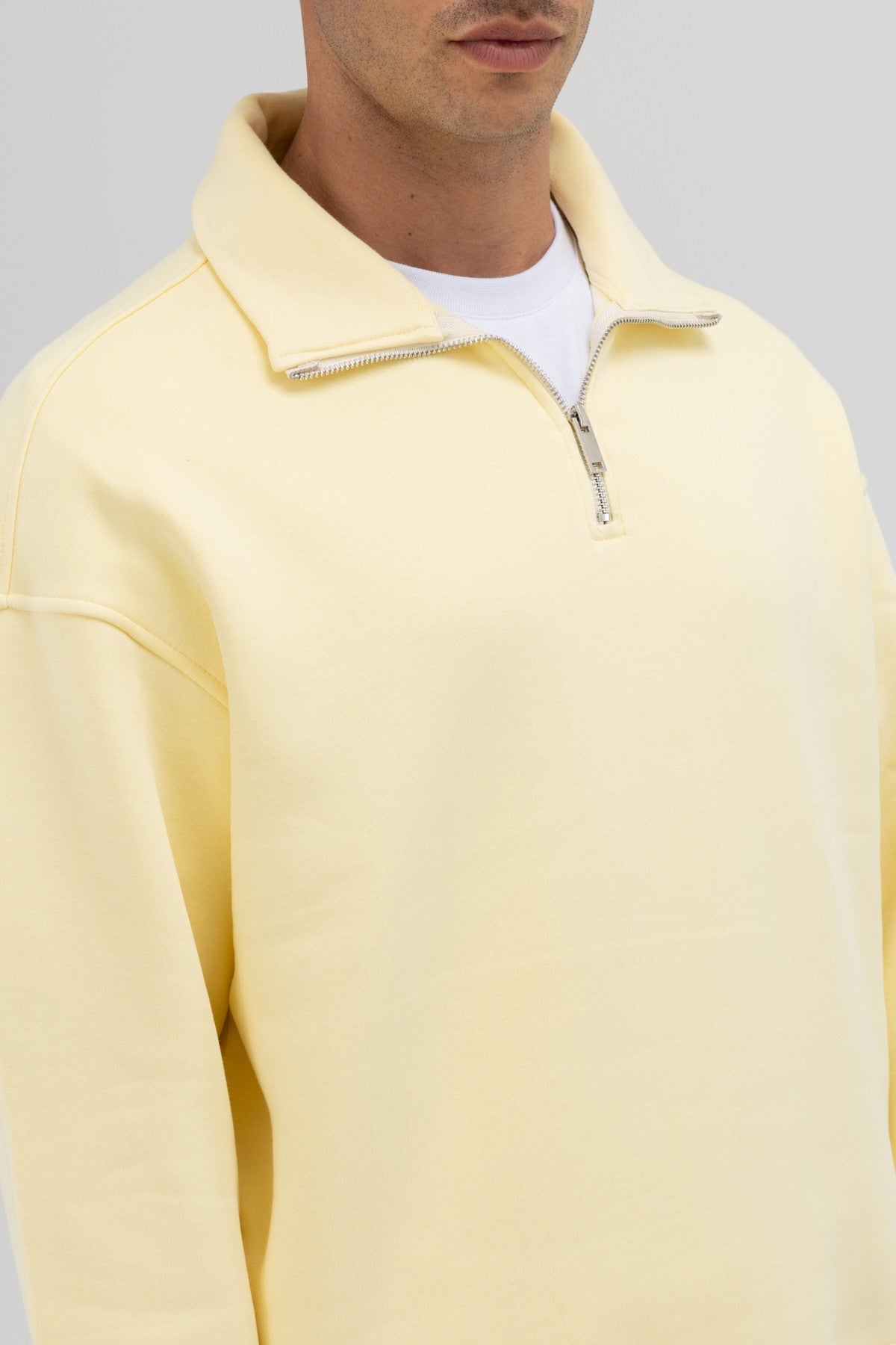 Oversize Fermuarlı Dik Yaka Sweatshirt