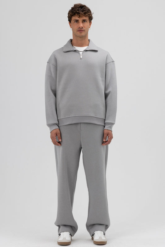 Oversize Fermuarlı Dik Yaka Sweatshirt
