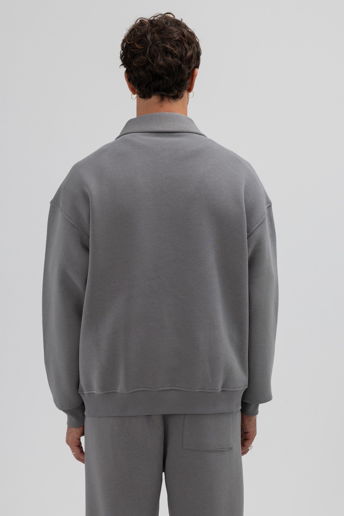 Oversize Fermuarlı Dik Yaka Sweatshirt