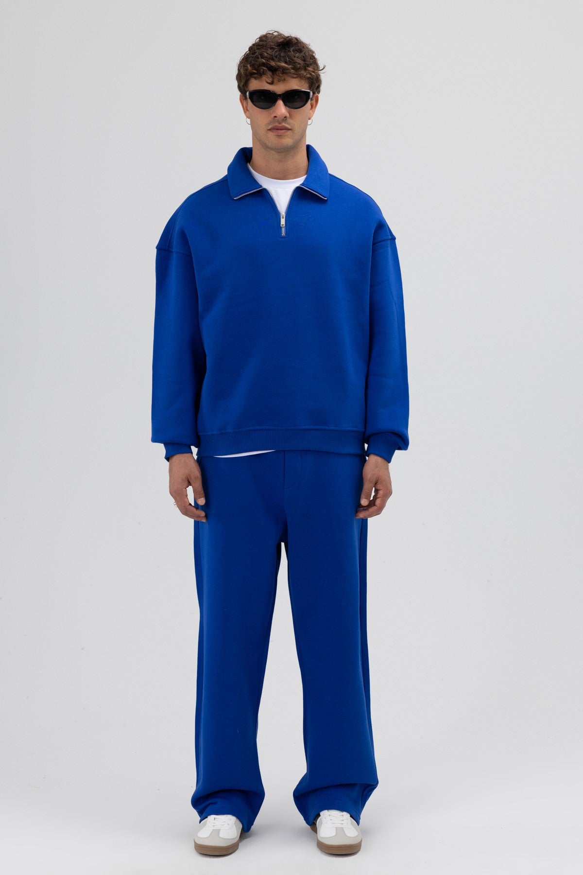 Oversize Fermuarlı Dik Yaka Sweatshirt