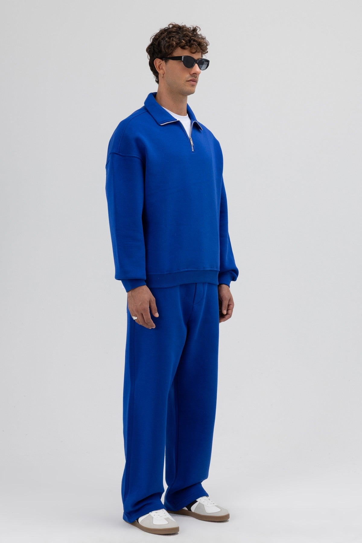 Oversize Fermuarlı Dik Yaka Sweatshirt