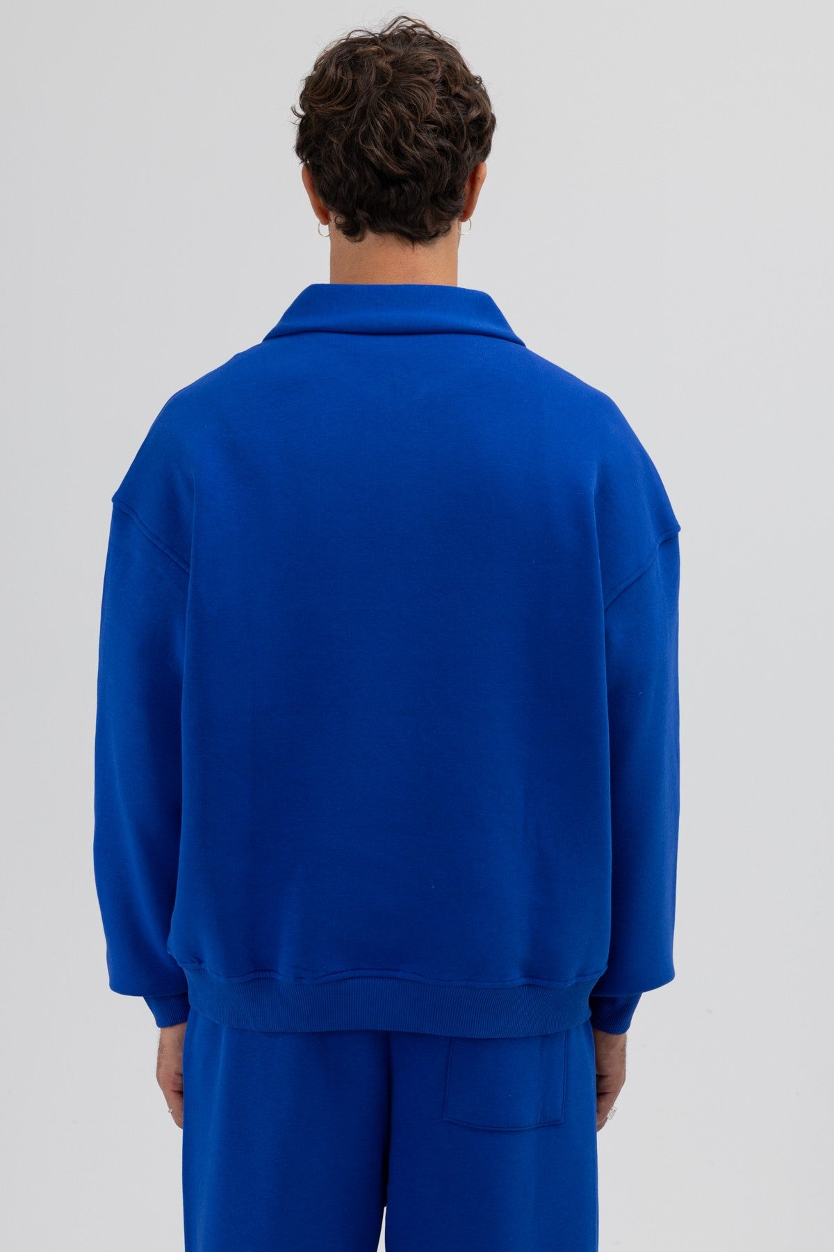 Oversize Fermuarlı Dik Yaka Sweatshirt