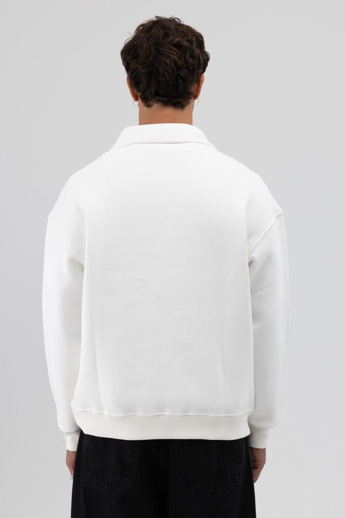 Oversize Fermuarlı Dik Yaka Sweatshirt