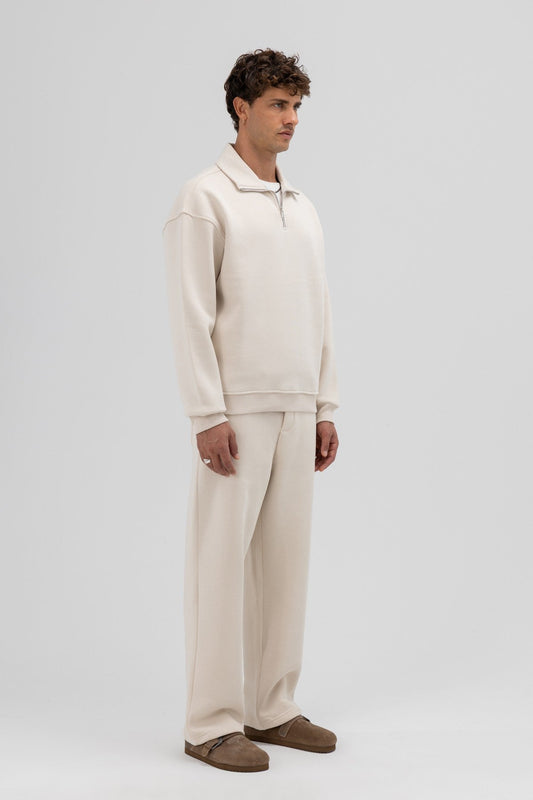 Oversize Fermuarlı Dik Yaka Sweatshirt