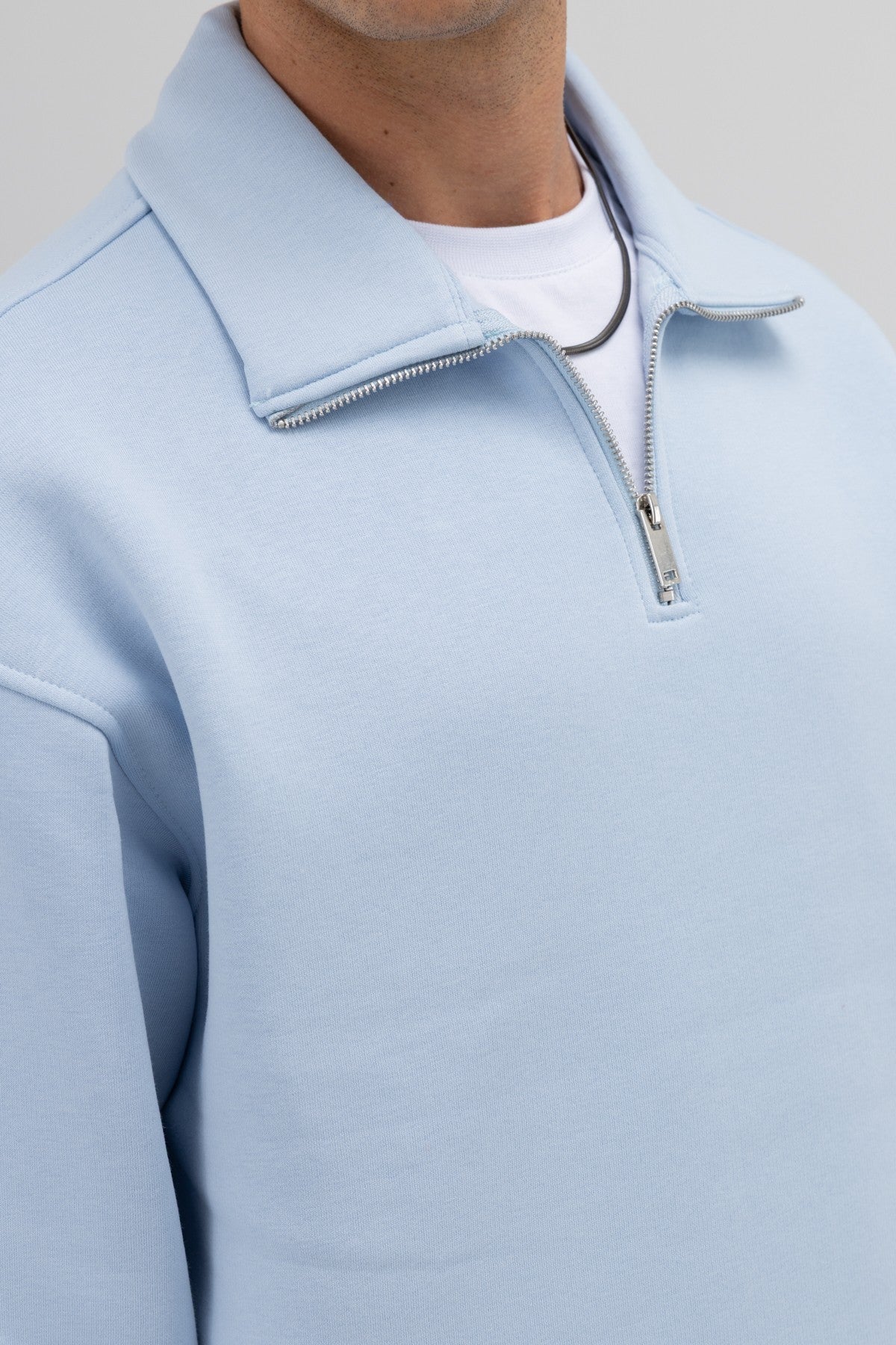 Oversize Fermuarlı Dik Yaka Sweatshirt