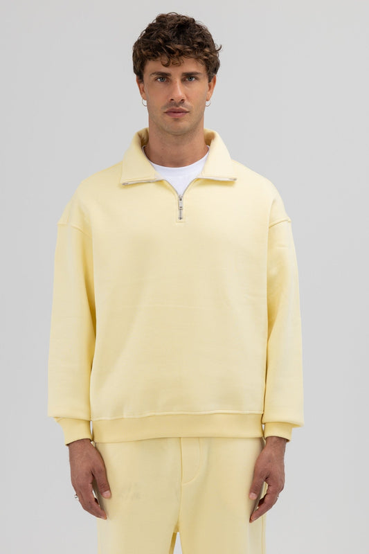 Oversize Fermuarlı Dik Yaka Sweatshirt