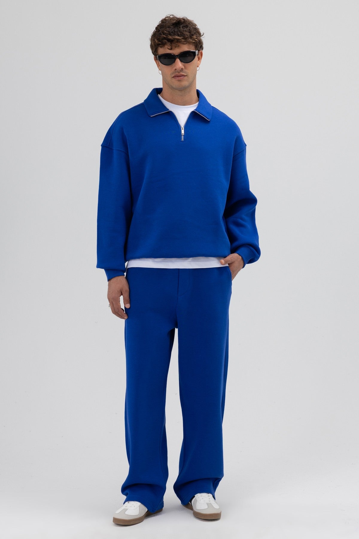 Oversize Fermuarlı Dik Yaka Sweatshirt