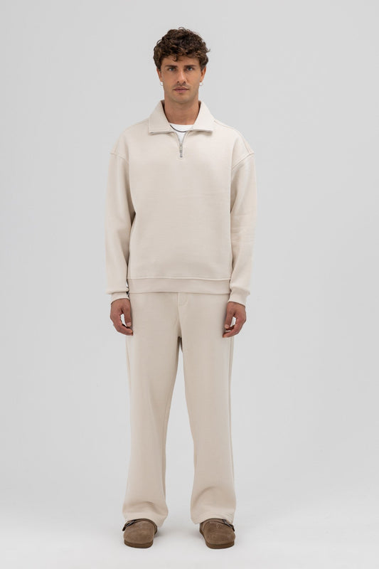 Oversize Fermuarlı Dik Yaka Sweatshirt
