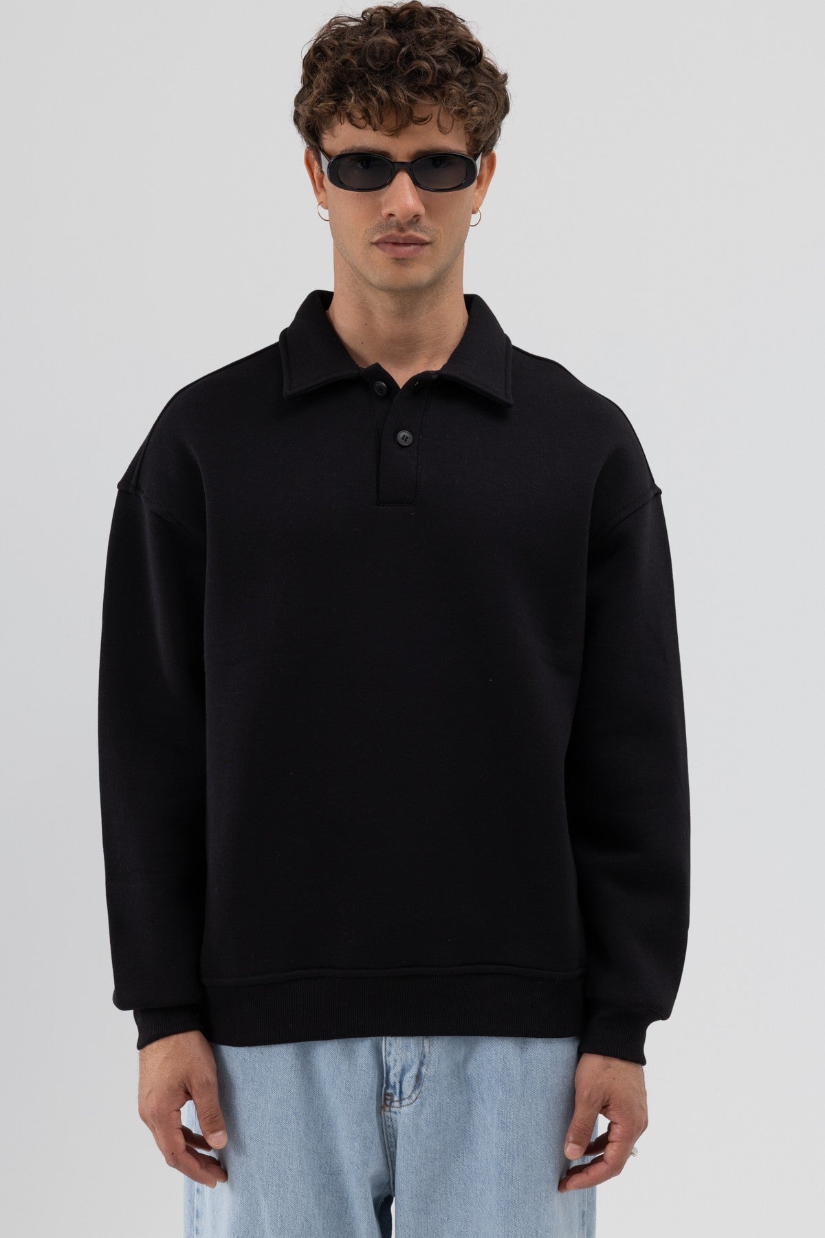 Basic Polo Yaka Sweatshirt