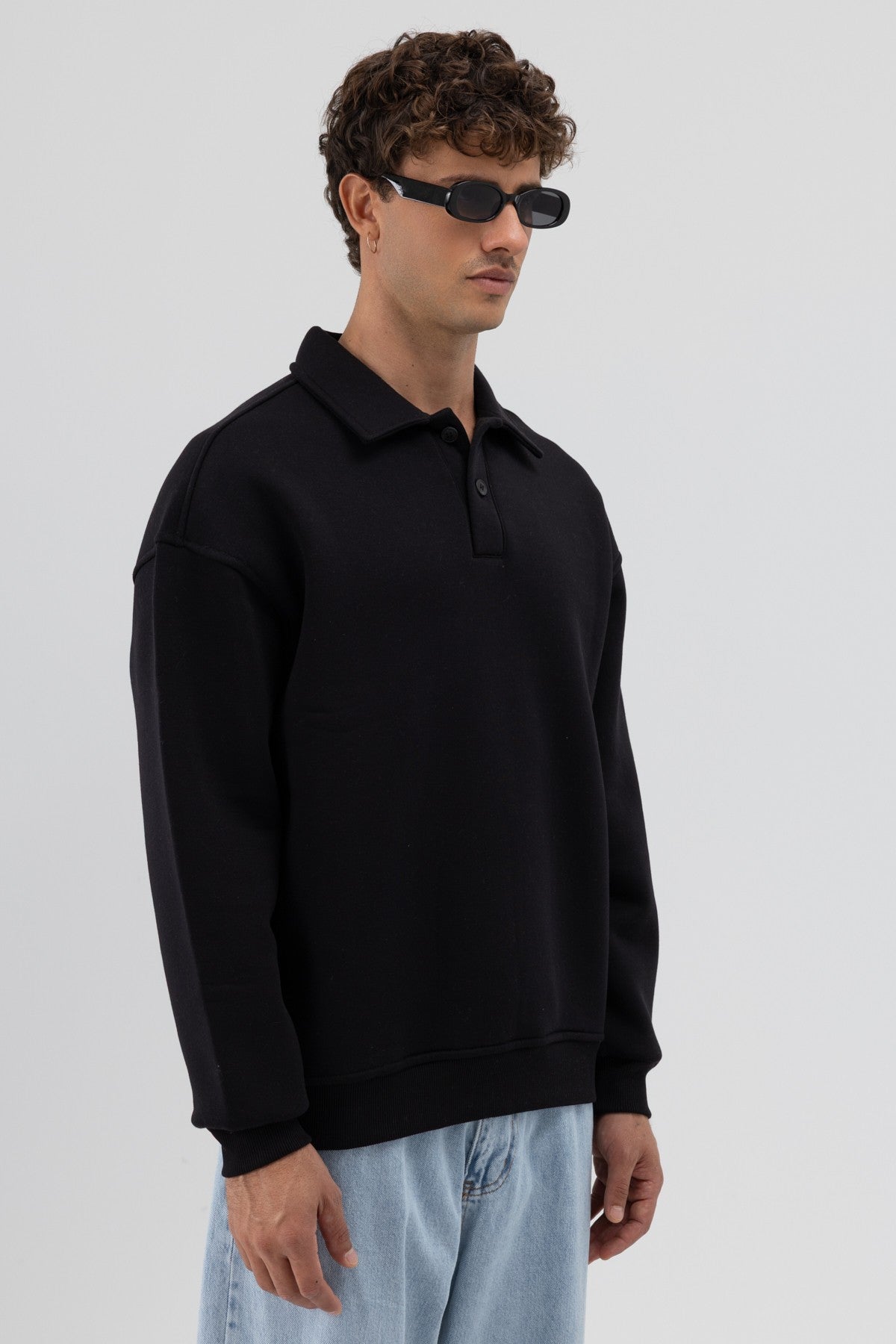 Basic Polo Yaka Sweatshirt