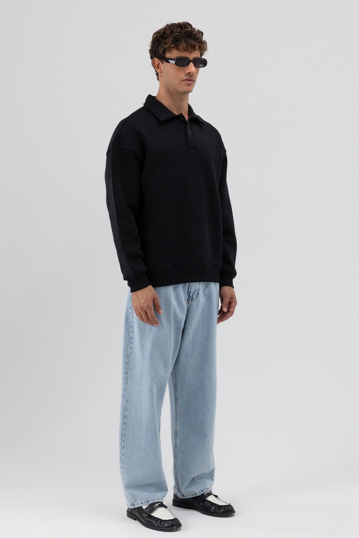 Basic Polo Yaka Sweatshirt