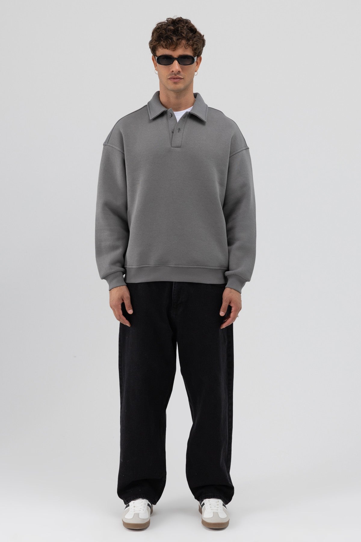 Basic Polo Yaka Sweatshirt
