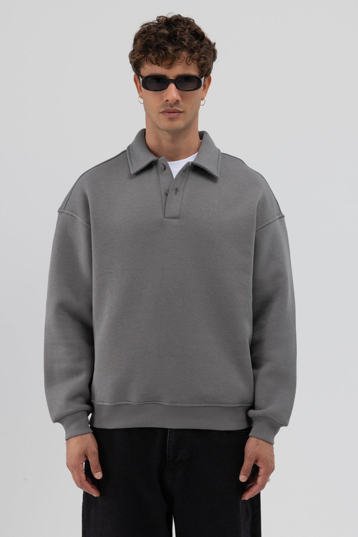 Basic Polo Yaka Sweatshirt
