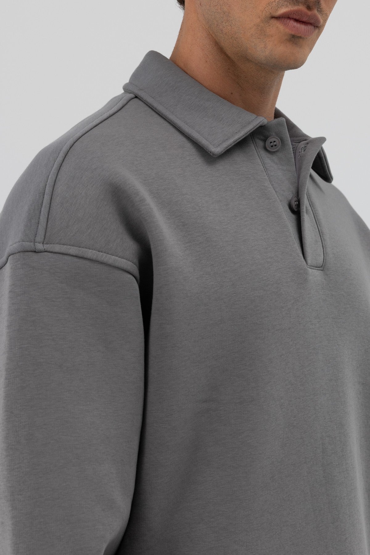 Basic Polo Yaka Sweatshirt