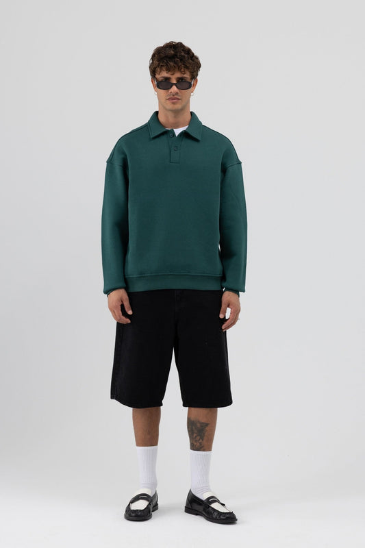 Basic Polo Yaka Sweatshirt