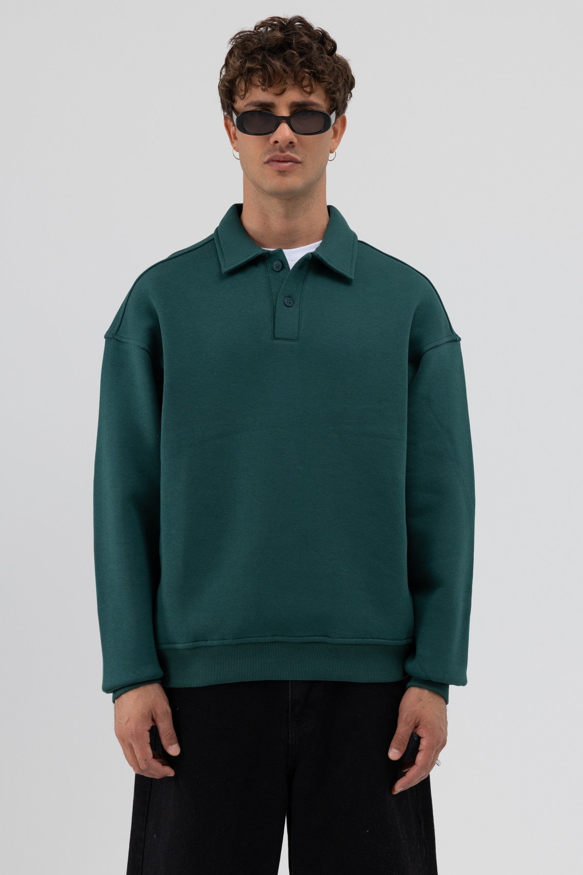 Basic Polo Yaka Sweatshirt