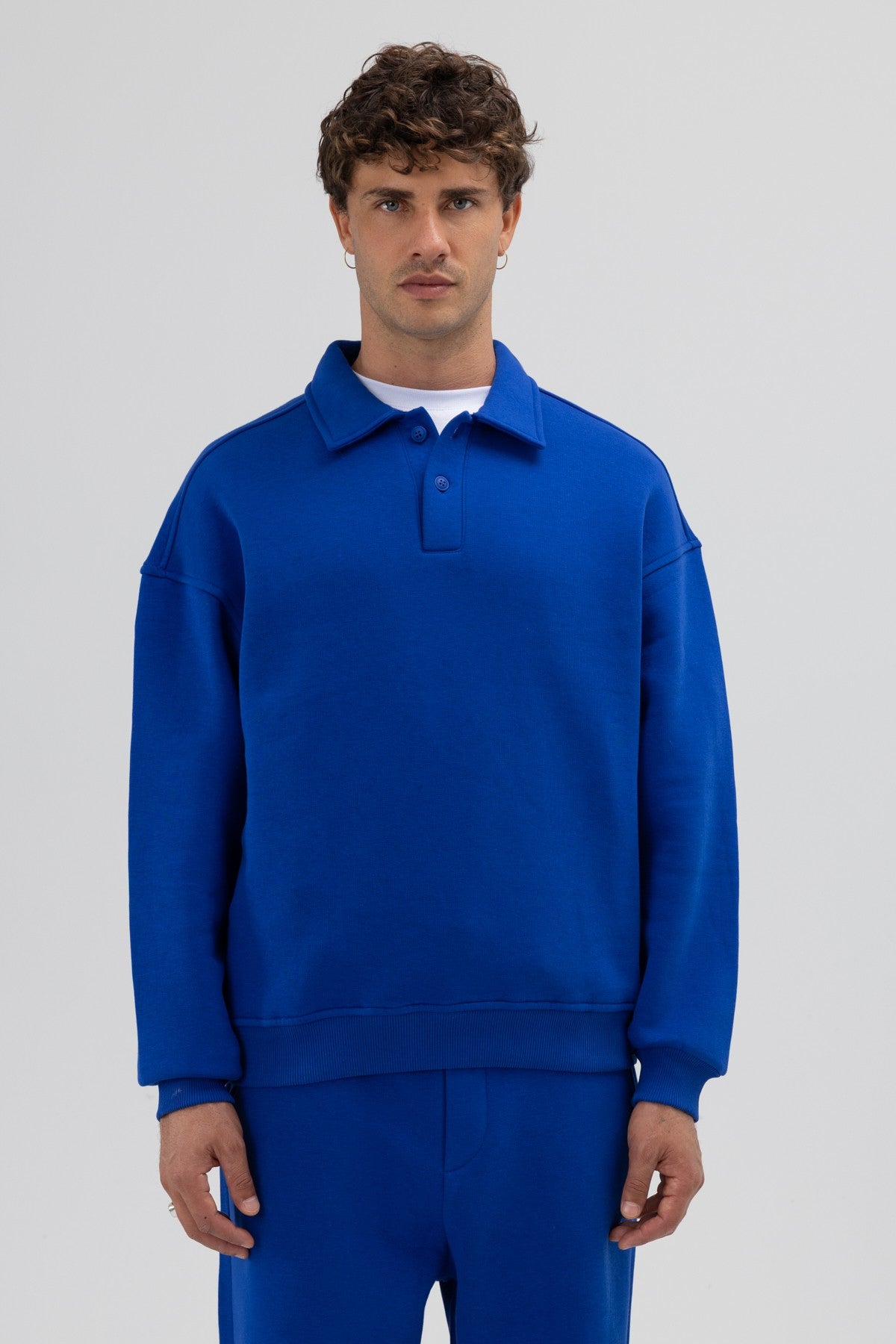 Basic Polo Yaka Sweatshirt