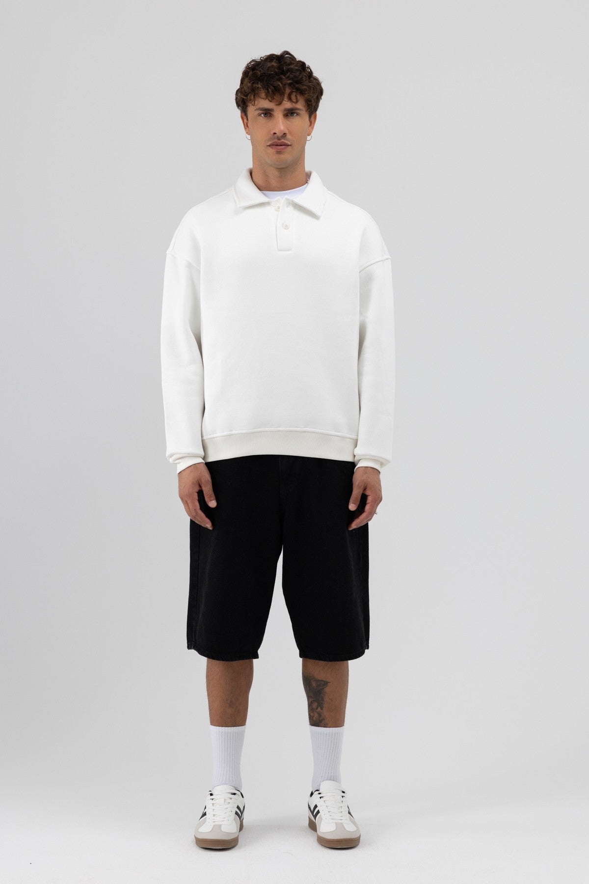 Basic Polo Yaka Sweatshirt