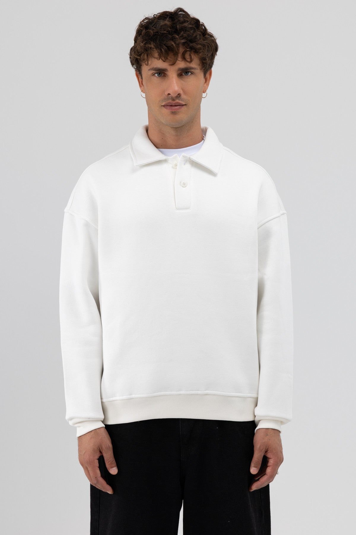 Basic Polo Yaka Sweatshirt
